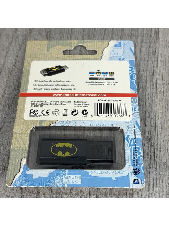Emtec 8gb Flash Thumb Drive Usb 2.0 (Limited Edition) DC Comics Batman NIB - Picture 2 of 2